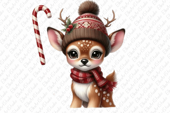 Download Cute Deer Christmas Clipart Sublimation - Deer christmas Collection