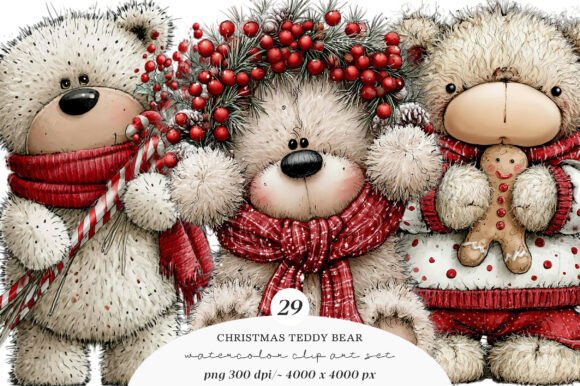 Download Whimsical Christmas Teddy Bear Clipart - Bear clipart Collection