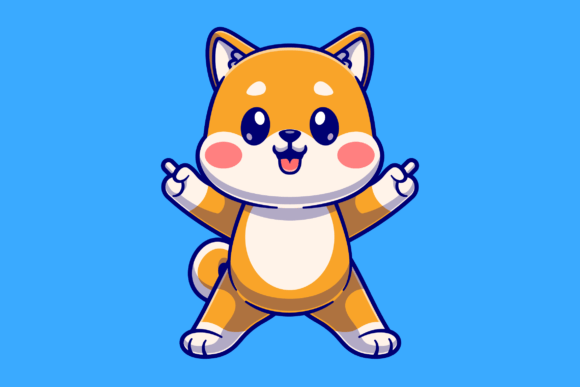 Download Cute Shiba Inu Dog Celebrating Cartoon - Shiba inu dog Collection