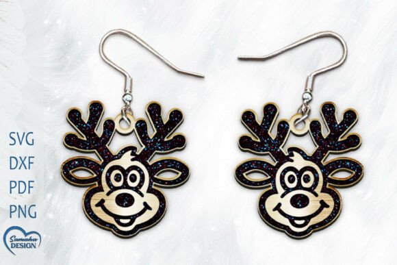 Download Deer Christmas Earrings Laser Cut. - Deer christmas Collection