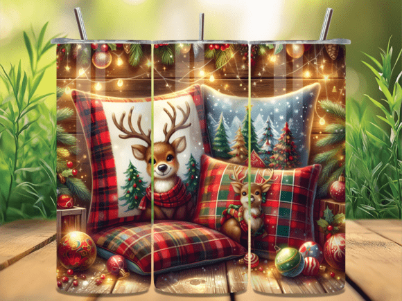 Download Plaid Deer Christmas Pillow Tumbler Wrap - Deer christmas Collection