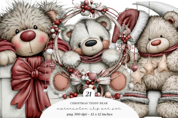 Download Whimsical Christmas Teddy Bear Clipart - Bear clipart Collection