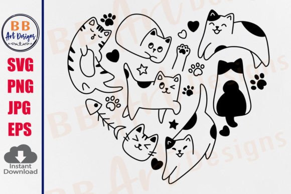 Download Cat Svg Heart Hand Drawn Doodle Cats Mom - Cat svg Collection