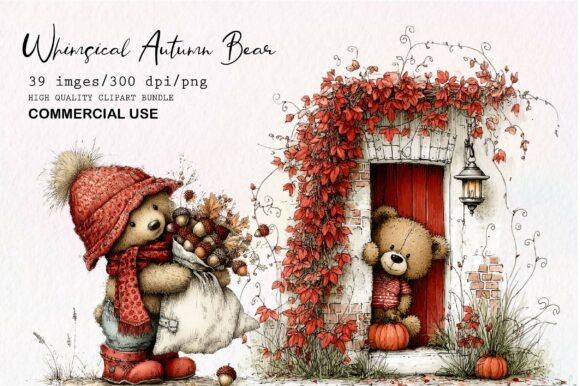 Download Whimsical Autumn Bear Clipart - Premium Resources